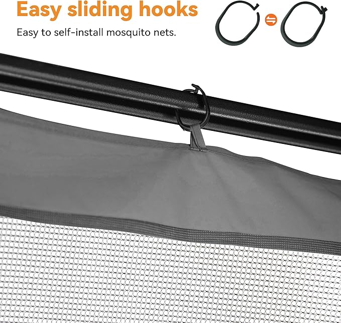 Gazebo Mosquito Netting Replacement Universal 4-Panel Sidewalls 10' x 12', Outdoor Gazebo Mosquito Nettings with Double Zipper, Replacement for Patio, Garden, Grey (Mosquito Net Only)