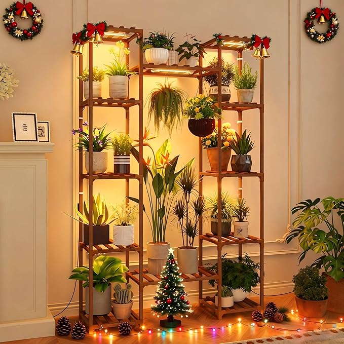 Plant Stand Indoor with Grow Lights for Indoor Plants 62.2'' Tall Plant Shelf 12 Tiers Sturdy Plant Rack for Plants Dispaly for Living Room Garden Patio Decor
