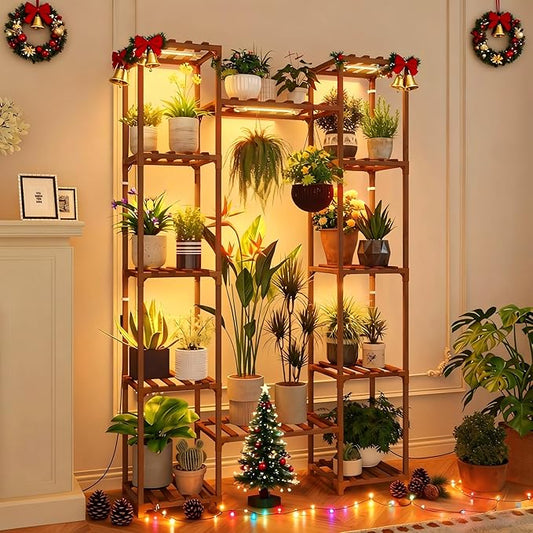 Plant Stand Indoor with Grow Lights for Indoor Plants 62.2'' Tall Plant Shelf 12 Tiers Sturdy Plant Rack for Plants Dispaly for Living Room Garden Patio Decor