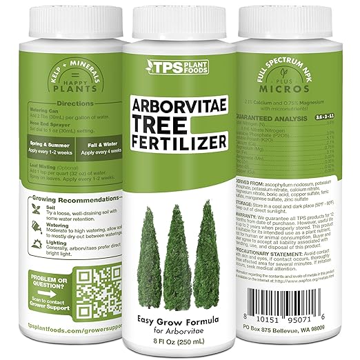 TPS NUTRIENTS Arborvitae Tree Fertilizer for All Arborvitaes, Evergreen Shrubs and Thuja Trees, Liquid Plant Food 8 oz (250mL)