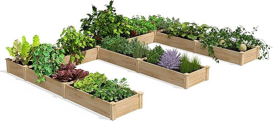 Greenes Fence Original Cedar Raised Garden Bed, 10' x 14' x 10.5" E-Shaped Bed - Made in USA with North American Cedar