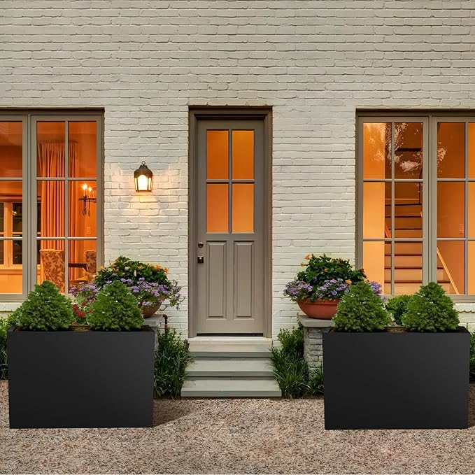 Steel Planter Box 28"x12"x28", Square Metal Planter Box Indoor&Outdoor, Steel Planter Heavy Duty for Commercial and Residential Use
