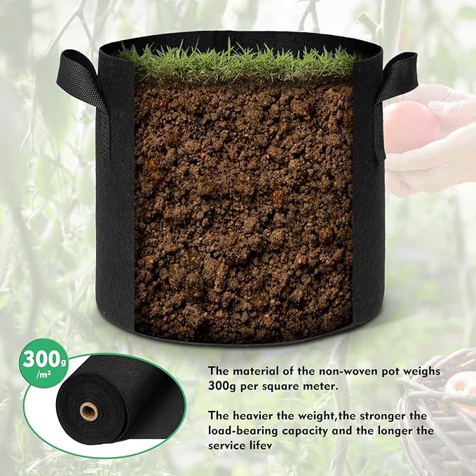 WEIFENG 3-Pack 50 Gallon Grow Bags, XXL Heavy Duty Fabric Pot with Handles for Giant Trees, Commercial Use