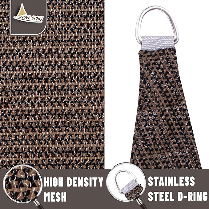 LOVE STORY Custom Size 10'x11'x14.9' Brown Sun Shade Sail Right Triangle Sunshade Fabric Awning Canopy for Patio Backyard Carport Pergola (Customized)