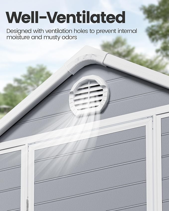 6x4.5 Large Outdoor Storage Shed with Floor, Spacious Tool Shed for Lawn Mower, Bike, and Patio Furniture, Includes Lockable Door and Ventilation, Aritic Light Gray