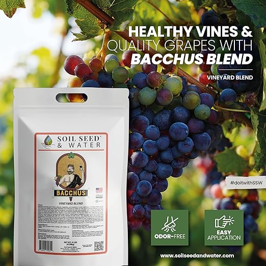 Soil Seed & Water Bacchus Organic Fertilizer for Grapevines – Concentrated Soil Amendment for Vineyards & Grape Fruit Production - OMRI Listed Organic Fertilizer