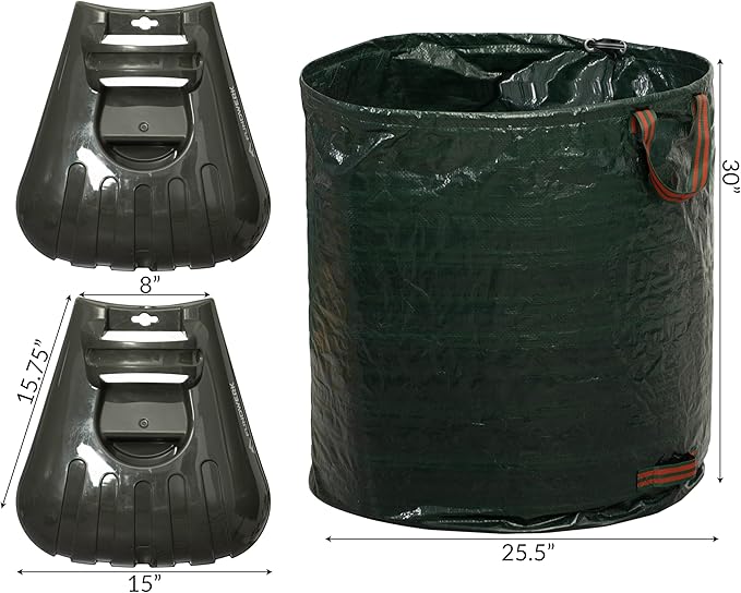 Gardenised 72-gallon Heavy-Duty Self-Standing Collapsible Leaf Bag with Handle and Sturdy Scoop for Leaves - Portable Yard Grass Clipping Rake, Garden Debris Grabber for Lawn Care and Outdoor Cleanup