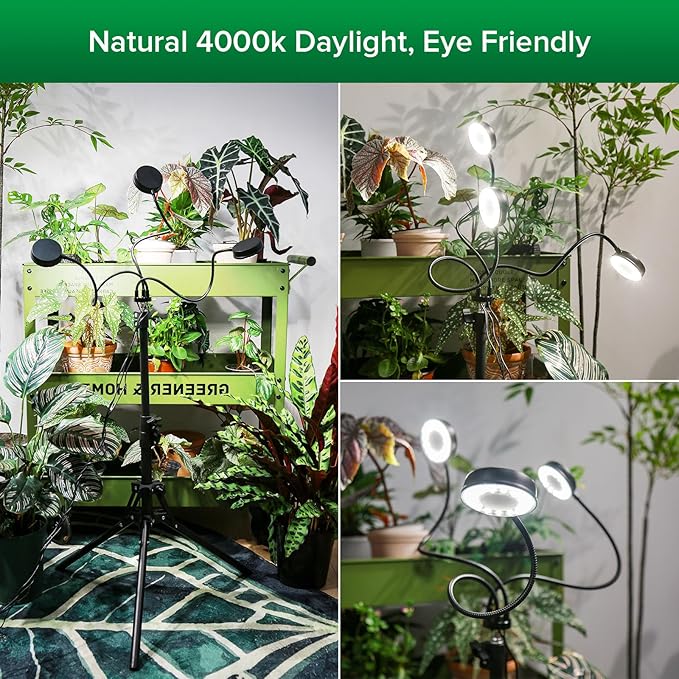 SANSI Grow Lights for Indoor Plants, Dimmable 30W Plant Lights for Indoor Growing, 3 Head 35"-65" Adjustable Tripod Stand Plant Grow Light Indoor Auto On/Off Timer Led Grow Lights for Indoor Plants