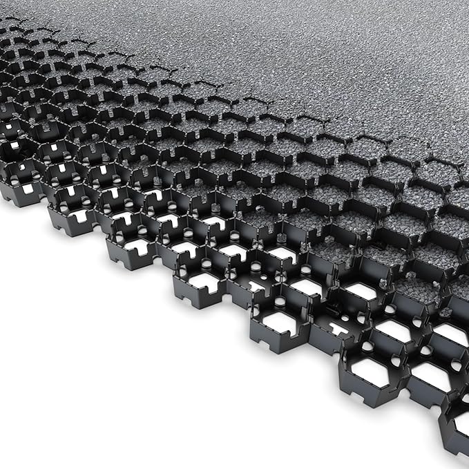 Standartpark Vodaland Permeable Pavers - HexPave Grass & Gravel Permeable Paver System - 100% Recycled PPE Plastic Pavers, Handles 27,000 lbs, 1" Depth, 1450 s.f / 488 Units