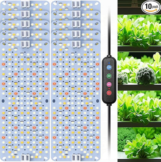 Full Spectrum 1920 LEDs Grow Lights, 100W Plant Grow Lights for Indoor Plants with Daisy Chain Function, Sunlike Spectrum,4/8/12/16/20H Timer for Seed Starting(Pack10)