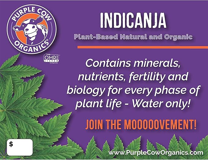 Purple Cow Organics IndiCanja 1 Cubic Foot Bag, Organic Living Soil, Clean & Natural Plant Based Water Only Super Soil for Professional Indoor & Outdoor Growers