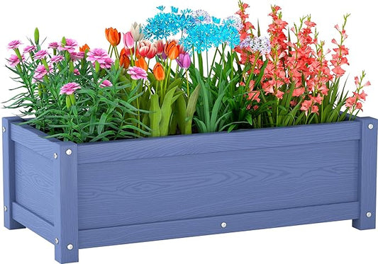 HDPE Raised Planter Box Outdoor,Rot-Resistant and Non-Cracking,Raised Beds for Gardening 29.5 * 14.4 * 9.8 in for Yard,Lawn,Outdoor Planter Boxes Rectangle with Drainage Holes Navy