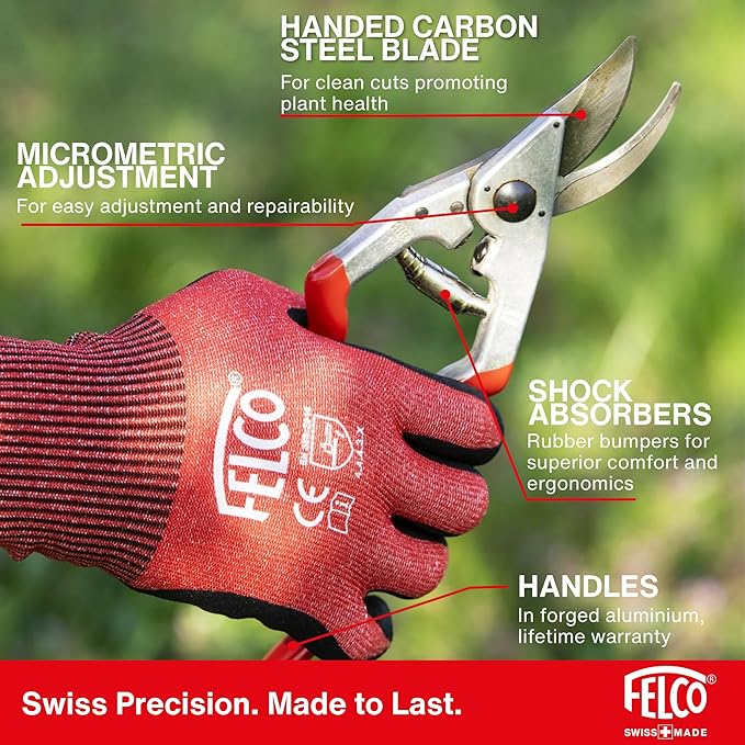 Felco F-13 Pruning Shears – 10.6" Garden Clippers with Dual-Hand Use & 30mm Cut | Hand Pruners for Gardening | Garden Tool Cutter with Bypass & Anvil Blades, Forged Aluminum Handle, Large Hand Fit