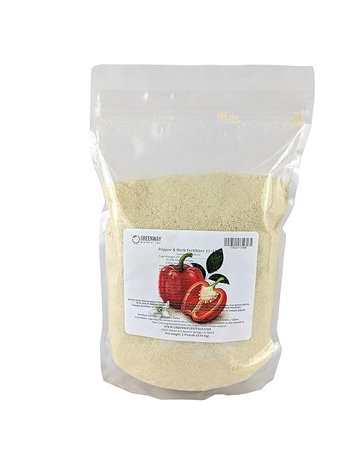 Greenway Biotech, Inc. Pepper & Herb Fertilizer 11-11-40 Powder with Micronutrients and Trace Minerals- 100% Water Soluble Fertilizers (2 Pounds Makes 400 Gallons)