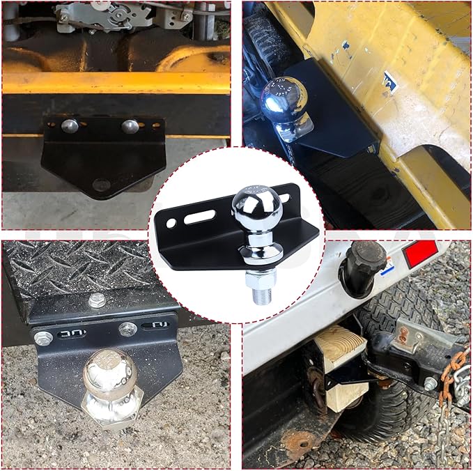 GELASKA Lawn Mower Hitch Kit with Chrome Trailer Hitch Ball, 3/4 x 1-7/8 inch Hitch Ball, Garden Tractor Pro Hi Hitch, Lawn Tractor Hitch with Mounting Kit (4 Carriage Bolt, 3 Nuts)