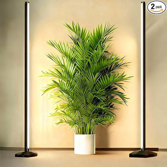 2 Pack LED Grow Lights for Indoor Plants Full Spectrum, 48W 65 Inch Plant Lights for Seed Starting with Timer and 10 Level Dimmable Standing Plant Growing Lamp for Greenhouse with Hanging Accessories