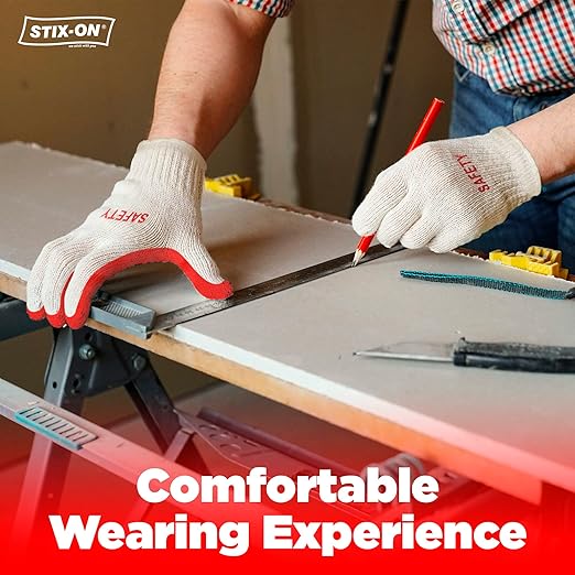 SAFETY Non-Slip 300 Pairs Red Latex Cotton Multi-Purpose Work Gloves- Nitrile Dipped & Rubber Palm Coated for a Firm Grip- Heavy Duty Premium-Construction-Moving-Warehouse-Garden-Gloves