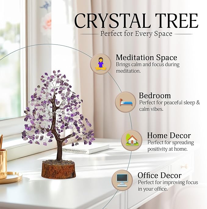 Amethyst Crystal Tree, Healing Crystals, Purple Room Decor, Crystal Decor, Crystal Tree, Purple Desk Accessories, Purple Decor Tree, Spiritual Decor, Feng Shui Decor, Amethyst Crystal Rock Tree 10-12"