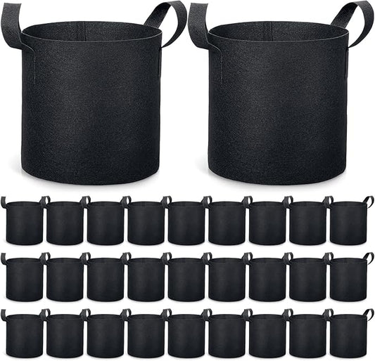 Boao 30 Pack 3 Gallon Grow Bags Aeration Fabric Pots for Plants with Handles Thickened Non Woven Grow Pots Bulk Plant Bags for Garden Vegetable Flower