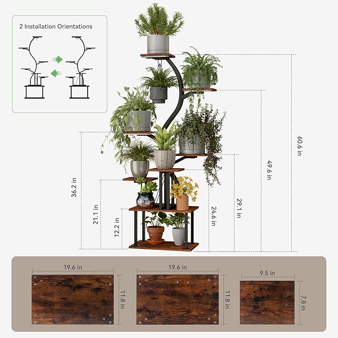 Plant Stand Indoor with Grow Lights, 9 Tiered Metal Plant Shelf, Plant Stand for Indoor, Large Plant Rack Display Shelves