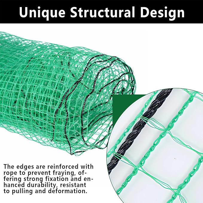4x65ft Deer Fence Netting, Plastic Mesh Fence Heavy Duty Garden Fence Animal Barrier Garden Netting for Plants Fruit Trees Vegetables Against Deer, Birds, Rabbits, Chickens and Other Animals, Green