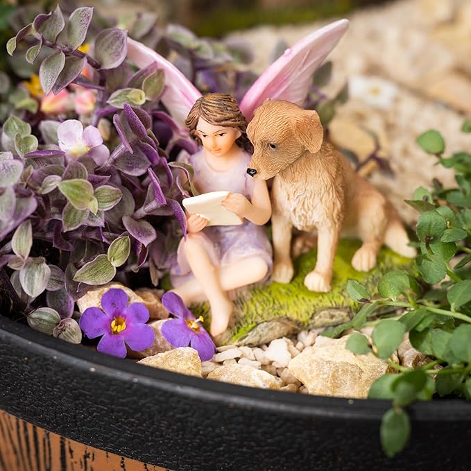 PRETMANNS Fairies for Fairy Garden, with Adorable Miniature Animals – a Cute Accessories Fairy Kit for Outdoor – 5 Piece Figurine Collection