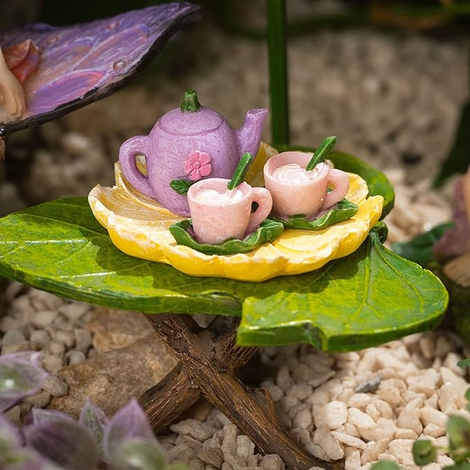 PRETMANNS Fairy Garden Accessories - Adorable Fairies for Gardens, Cute Miniatures with Furniture Kit