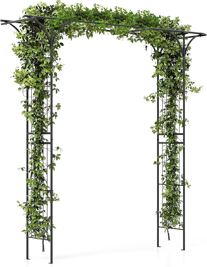 SAFSTAR 81-Inch Garden Arch, Metal Arbor Archway for Climbing Plants, Decorative Lawn Arbor, Heavy-Duty Arch Trellis for Climbing Plants Outdoor Wedding Ceremony Party Backyard