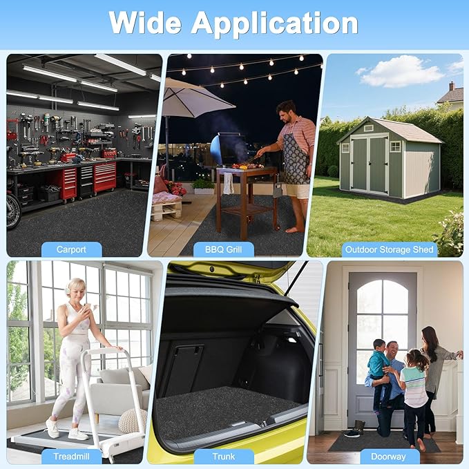 3MM Thickened Outdoor Storage Shed Mat, 3 x 2.5 FT Garage Floor Mats with Reusable, Washable, Non Slip, Durable for Protects Garage Floors/Driveways/Entrance Doors/Deck [Gray]