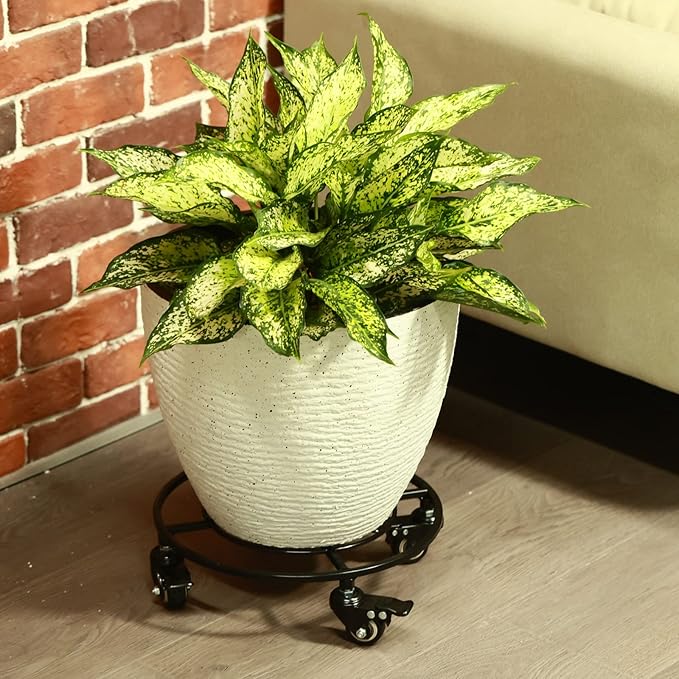 3 Packs Large Metal Plant Caddy with Wheels 13.6" Rolling Plant Stands Heavy-Duty Wrought Iron Plant Dolly Plant Rollers Planter Mover with Casters
