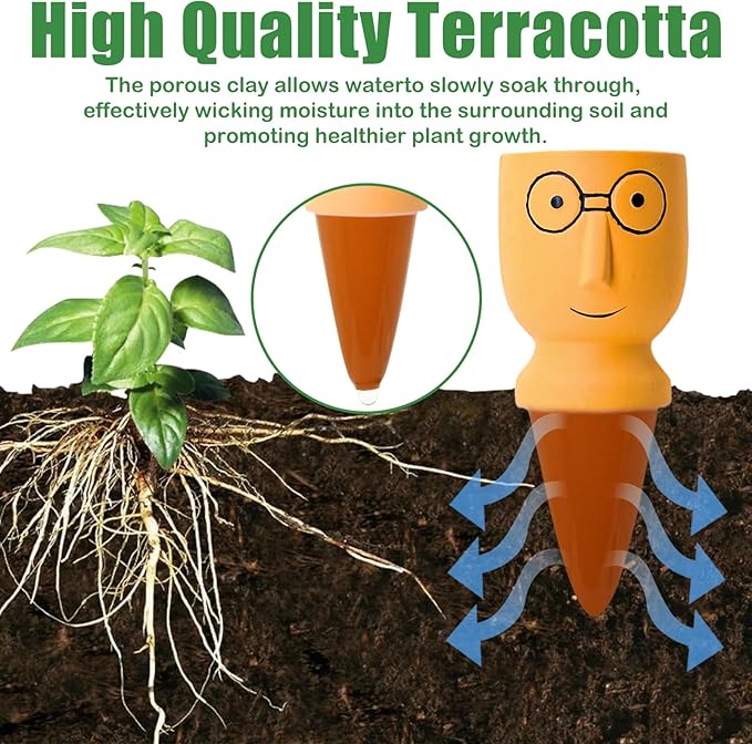 Terracotta Watering Spikes, 4PCS Self Watering Globes, Slow Release Self Watering Planter Insert, Plant Watering Globes for Indoor and Outdoor Plants