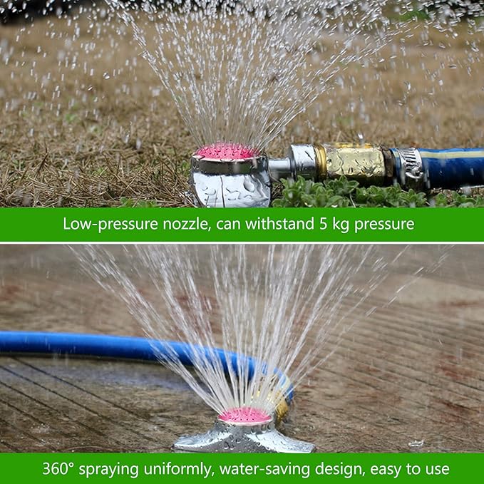Honoson Metal 360 Degree Circle Pattern Spot Sprinkler for Yard with Gentle Water Flow Adjustable Sprinkler Head for Small Area Lawn Garden Watering(Red,3 Pieces)