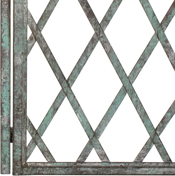 SAFAVIEH Outdoor Collection Jaida Victorian Antique Dark Green Wrought Iron Trellis Garden Arch Arbor