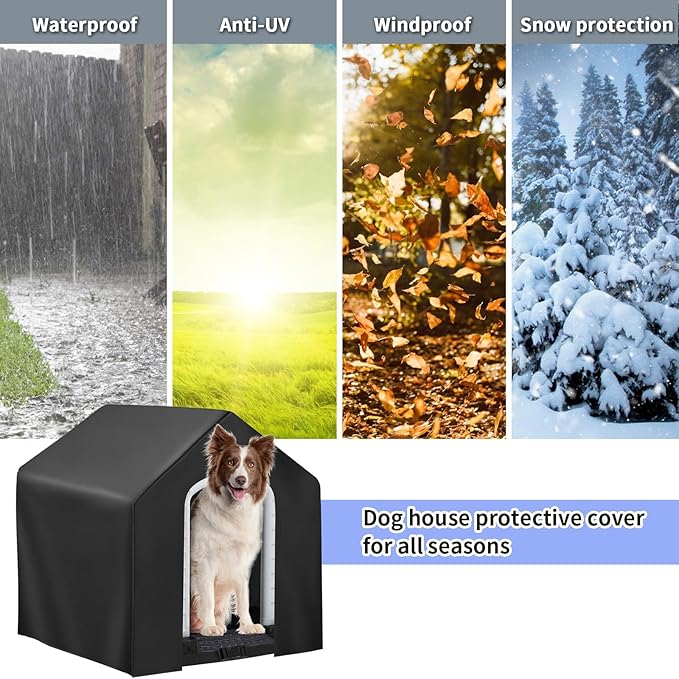 Dog House Cover,Dog Houses Cover for Large Dogs Outside,Covers for Winter Large Dog House Outdoor Weatherproof (39x37x37in)