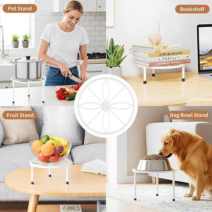 5-Pack Metal Plant Stand Potted Plant Stands,Heavy Duty Flower Pots Stand Holder,Anti-Rust Iron Plant Pot Shelf,Decoration Flower Racks for Home Indoor and Outdoor(WhiteLeaf)