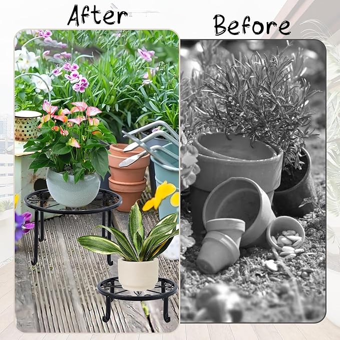 5 Pack Metal Plant Stand, Plant Stands for Indoor Outdoor, Heavy Duty Plant Pot Shelf for Multiple Plants, Flower Pot Stand for Decoration Racks Garden Home Patio, Black