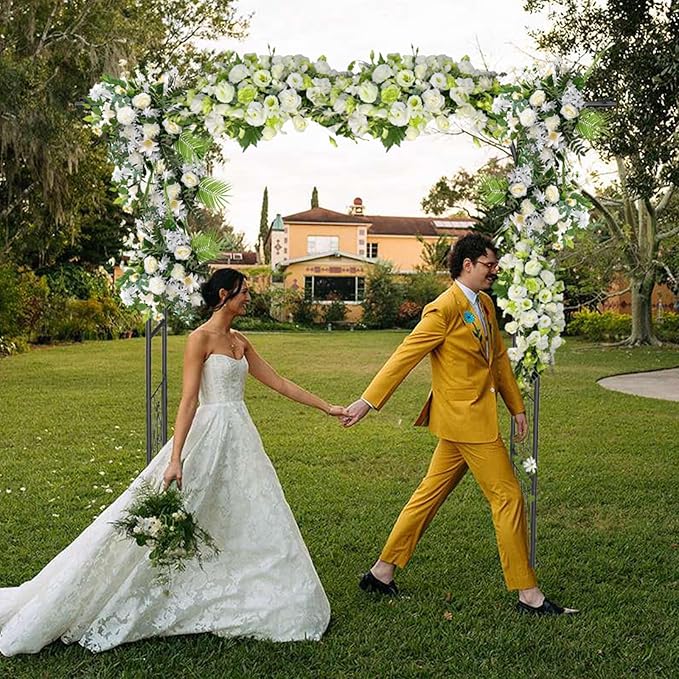 Garden Arch Trellis 7FT Wedding Arch Backdrop Stand,Metal Garden Arbor Trellis for Plant Climbing Outdoor, Plant Arch with Anchored Pile, Flower Arch Stand Balloon Decor,Archway Pergola
