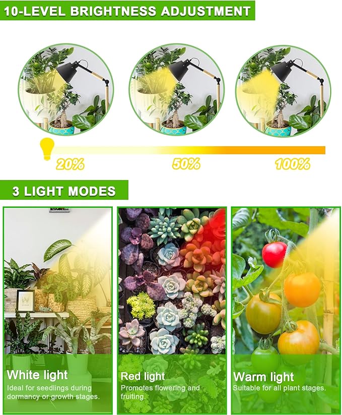 Standing Plant Grow Light, LED Growing Light Full Spectrum for Indoor Plants，4/8/12H Timer, Flow Grow Light for Tall Large Indoor Plants