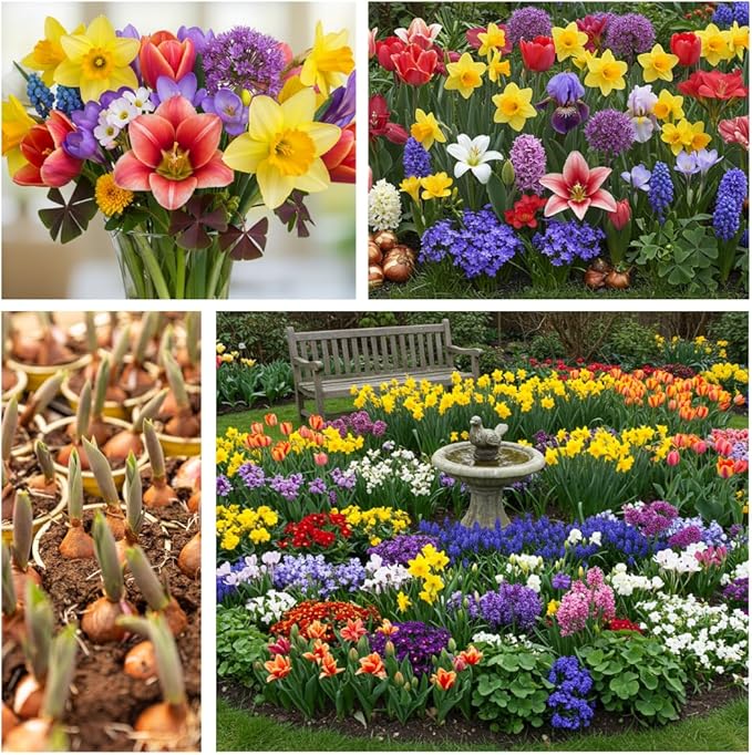 Complete Spring Flower Garden | 50 Fresh Bulbs | Bloom All Spring and Summer, Easy to Grow Flower Bulb, Indoor/Outdoor