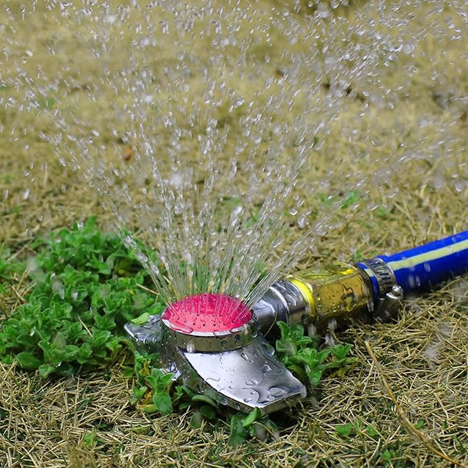 Honoson Metal 360 Degree Circle Pattern Spot Sprinkler for Yard with Gentle Water Flow Adjustable Sprinkler Head for Small Area Lawn Garden Watering(Red,3 Pieces)