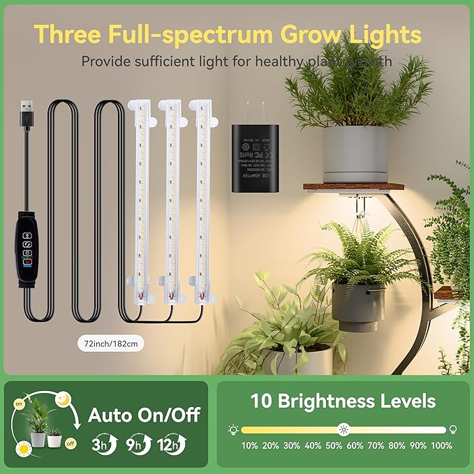 Plant Stand Indoor with Grow Lights, 9 Tiered Metal Plant Shelf, Plant Stand for Indoor, Large Plant Rack Display Shelves