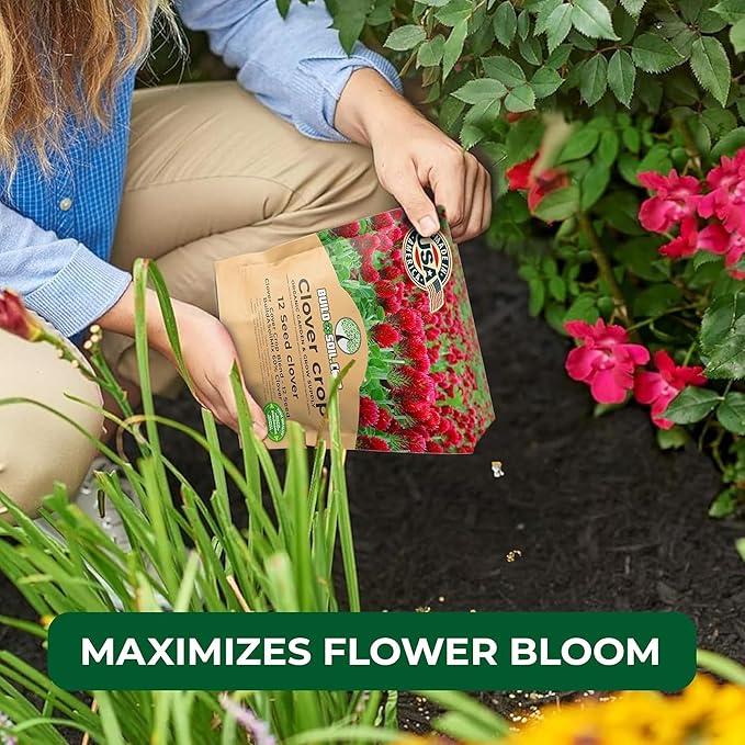 BuildASoil No-Till Clover Seed Cover Crop Blend 12 Species Cover Crop Seed Mix Premium Clover Seeds for Lawn - Plants Friendly Cover Crop for Garden - 60% Clover (10 LB Bag)