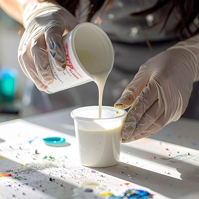 Custom Shop Paint Mixing Cups, 5-Quart (12 Pack) - Plastic Measuring Cups for Liquids, Automotive Painting, Epoxy Resin, Acrylic Arts, Crafts, Disposable or Reusable, Graduated, Mixing Ratios
