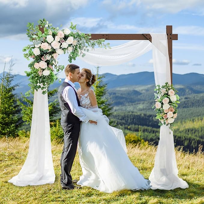 Wedding Arch -7.48FT Square Wooden Wedding Arches for Ceremony, Wood Arbor Backdrop Stand for Proposal Wedding Party Scene, Birthday Party, Bridal Shower, Garden, Outdoor, Rustic Decorationsz