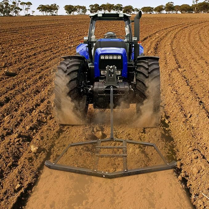 90" Heavy Duty Steel Drag Harrow, Driveway Drag with Adjustable Bars & Pin Hitch, Tow Behind Driveway Grader and Power Rake for ATV, UTV, Tractor, Mower, Land Leveler for Gravel, Soil, Sand, Hay