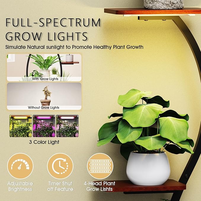 Plant Stand Indoor with Grow Lights-65" Indoor Plant Shelf,8 Tiered Corner Plant Stands for Indoor Plants,Metal Tall Plant Flower Display Shelves for Bedroom Living Room Balcony Patio, (Vase-shape)