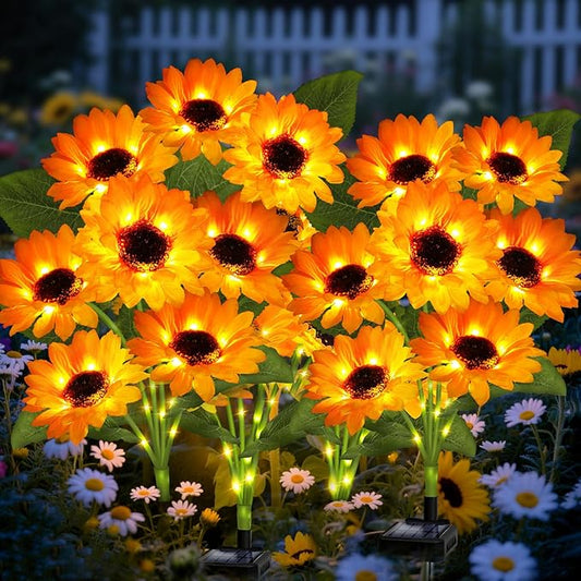Solar Garden Lights 6 Pack 36 Sunflower Lights, Sunflowers Birthday Gifts for Mom Women Grandma, Waterproof Solar Flower Light for Outdoor Decor, Decorative Stakes for Yard,Landscape,Patio,Pathway
