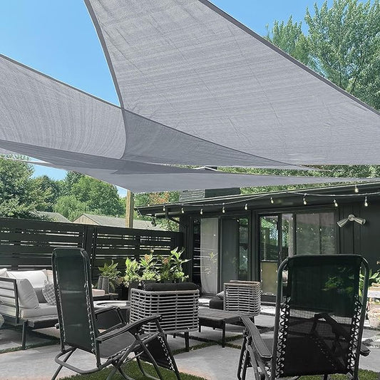 LOVE STORY Custom Size 9'x9'x9' Silver Grey Sun Shade Sail Triangle Sunshade Fabric Awning Canopy for Patio Backyard Carport Pergola (Customized)