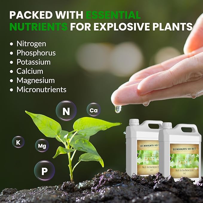 Humboldts Secret Base A & B Liquid Hydroponic Fertilizer | Complete Hydroponic Nutrients for Indoor and Outdoor Plants | Supports Healthy Vegetative Growth and Flowering Stage | 32 Ounce Set