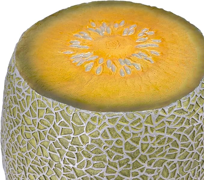 Galt International 18" Cantaloupe Friut Stool Polyresin Side Table Home Decor Plant Stand Garden Indoor Outdoor Decorations